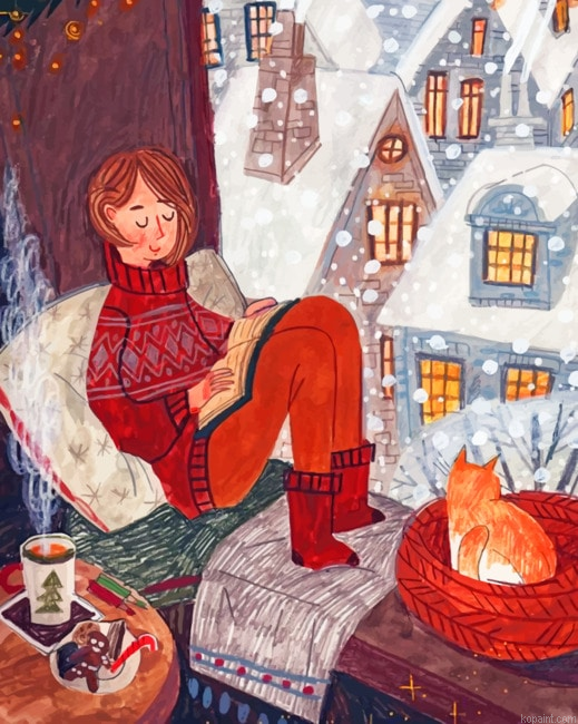Woman Chilling Down Illustration Painting By Numberss.png
