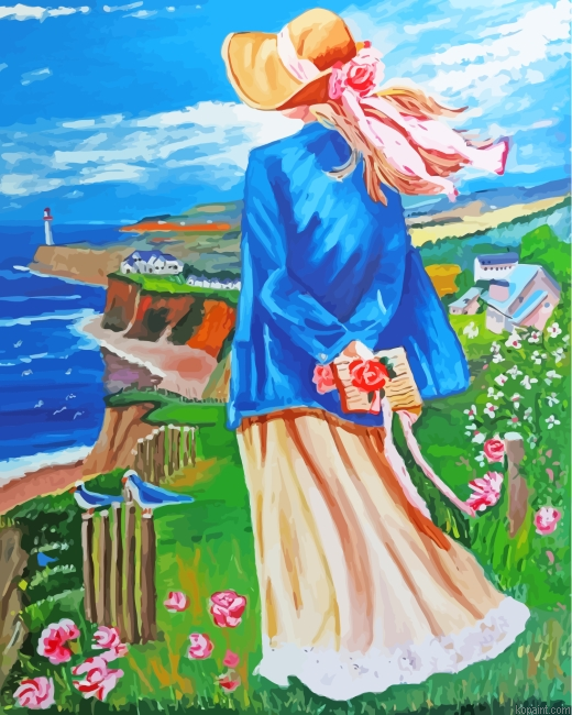 Woman Contemplating The Beach Painting By Numberss.png