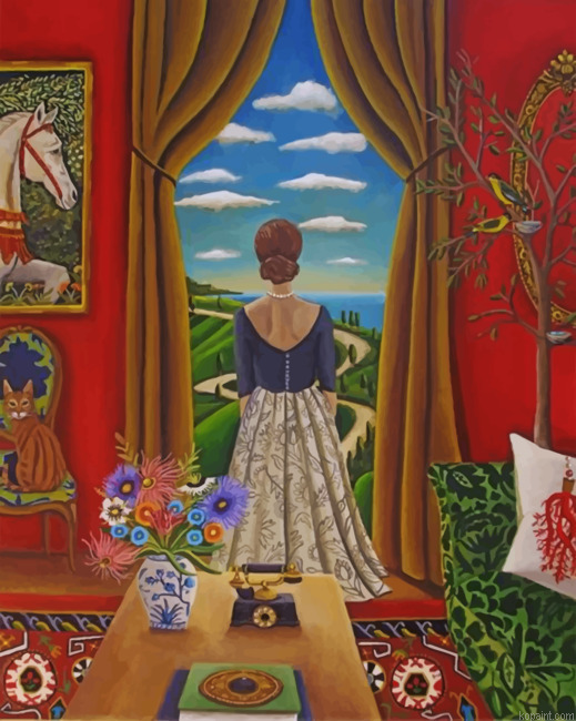 Woman Contemplating The Nature Painting By Numberss.png