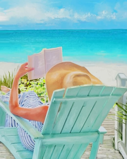 Woman Enjoying The Summer While Reading A Book New Painting By Numberss.png