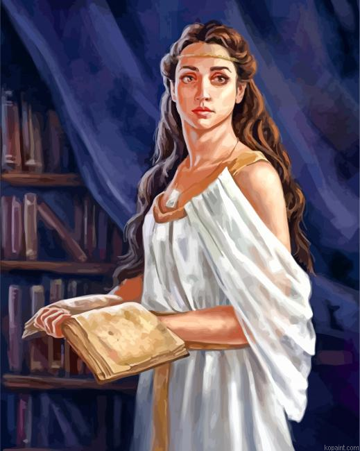 Woman Holding An Old Book Painting By Numberss.png