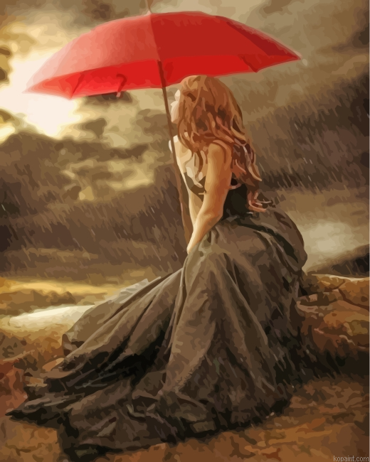 Woman Holding Red Umbrella Painting By Numberss.png