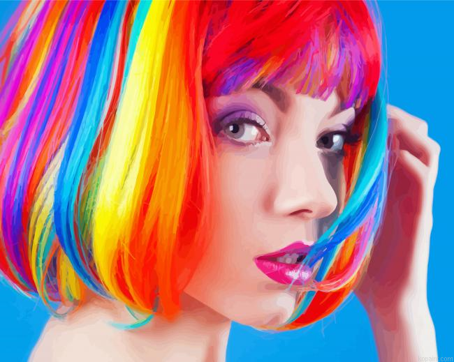 Woman In A Colorful Hair Paint By Numbers