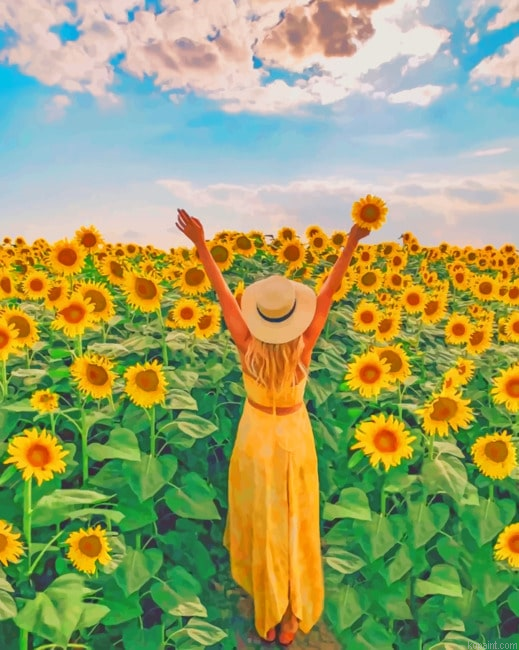 Woman In A Field Of Sunflowers New Painting By Numberss.png