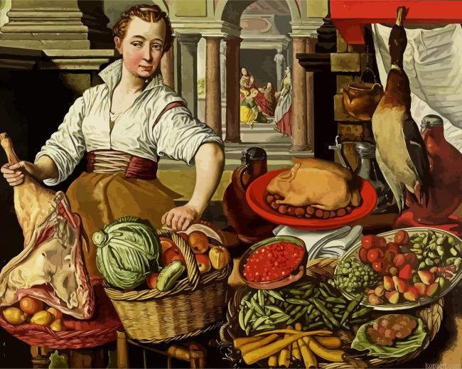 Woman In Market Painting By Numberss.png