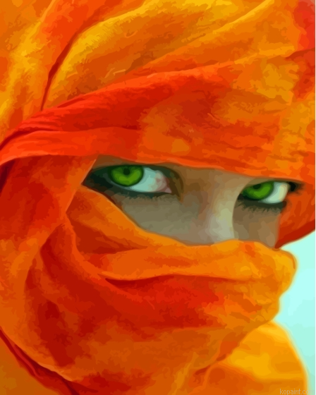 Woman In Orange Scarf Paint By Numbers