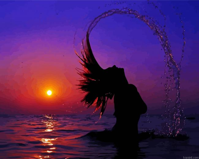 Woman In The Water Sunset Paint By Numbers