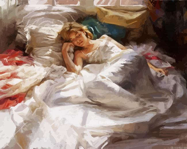 Woman On Bed Art Painting By Numberss.png