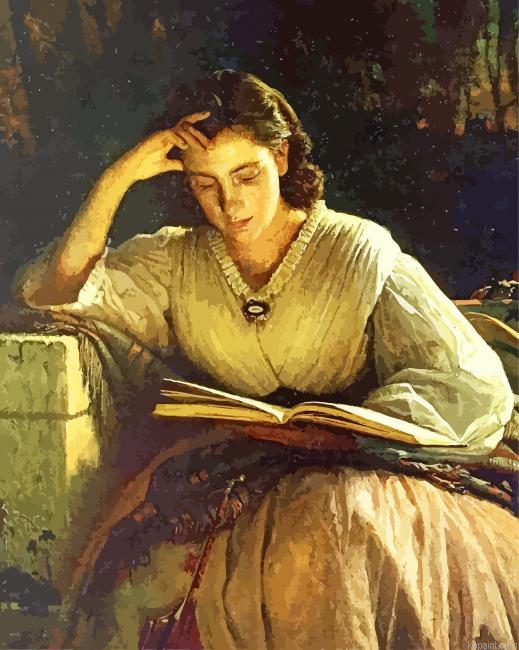 Woman Reading Painting By Numberss.png