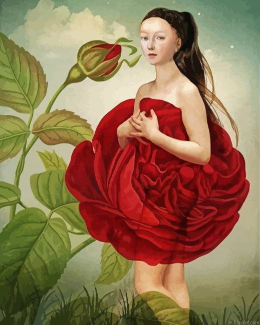 Woman Red Flower Painting By Numberss.png