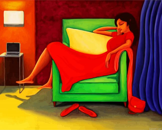 Woman Relaxing On Sofa Painting By Numberss.png