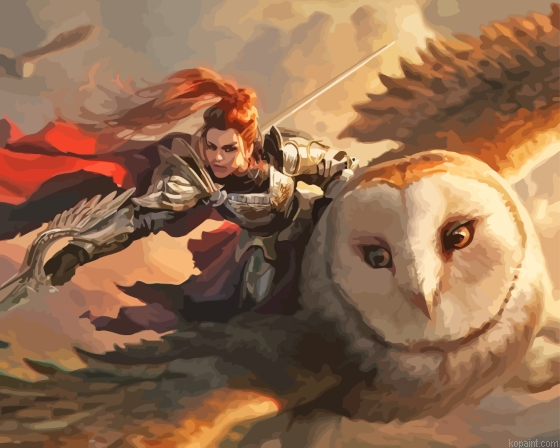 Woman Riding Owl Bird Painting By Numberss.png