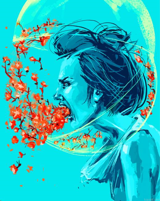 Woman Screaming Flowers Paint By Numbers