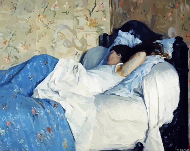 Woman Sleeping On Bed Art Painting By Numberss.png