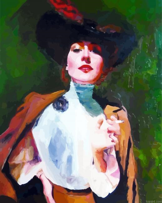 Woman Smoking Painting By Numberss.png