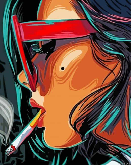 Woman Smoking Pop Art Painting By Numberss.png