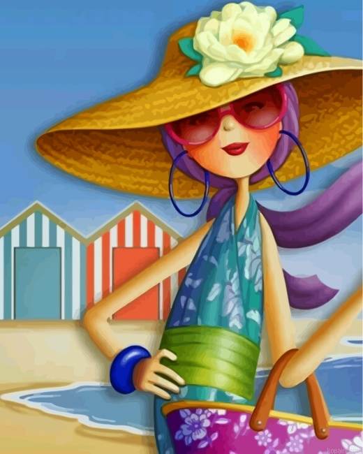 Woman Wearing A Sunhat Painting By Numberss.png