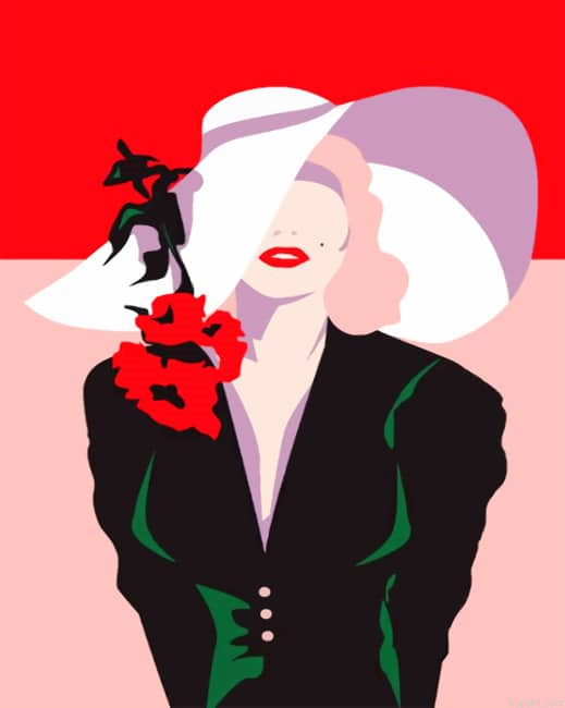 Woman Wearing A White Sunhat Illustrations Painting By Numberss.png