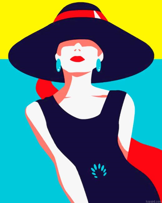 Woman Wearing A Big Sunhat Illustrations Painting By Numberss.png