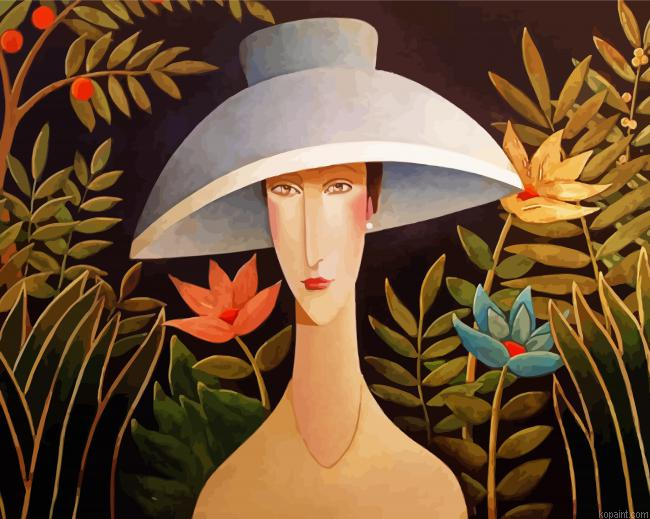 Woman Wearing Hat Paint By Numbers.png