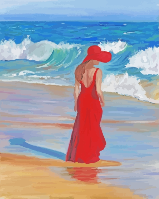 Woman Wearing Red Painting By Numberss.png