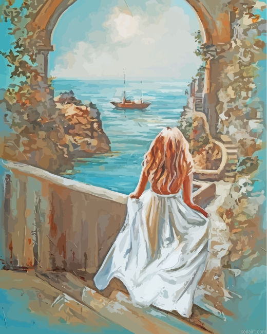 Woman Wearing White Painting By Numberss.png