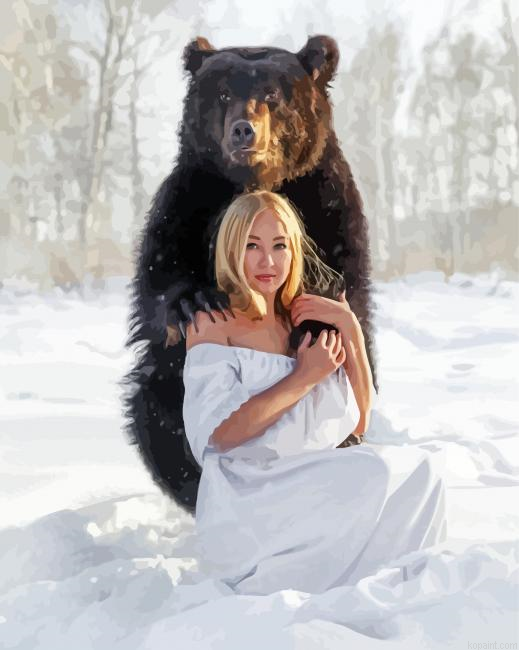 Woman With Bear Painting By Numberss.png