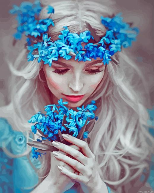 Woman With Blue Blossoms Painting By Numberss.png