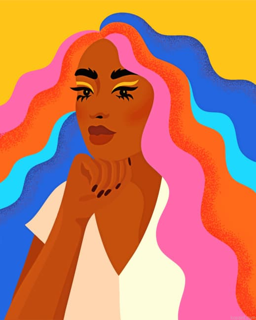 Woman With Colorful Hair Illustrations Painting By Numberss.png