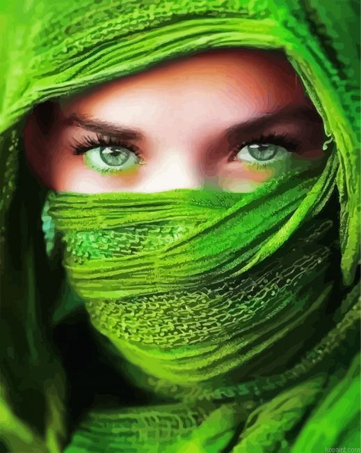 Woman With Green Veil Painting By Numberss.png