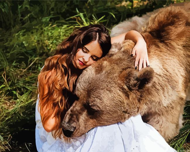 Woman With Grizzly Bear Painting By Numberss.png