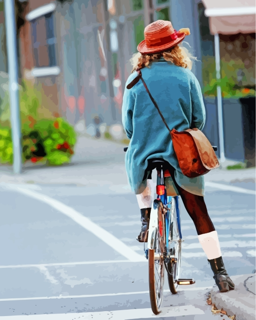 Woman With Hat On Bike Painting By Numberss.png