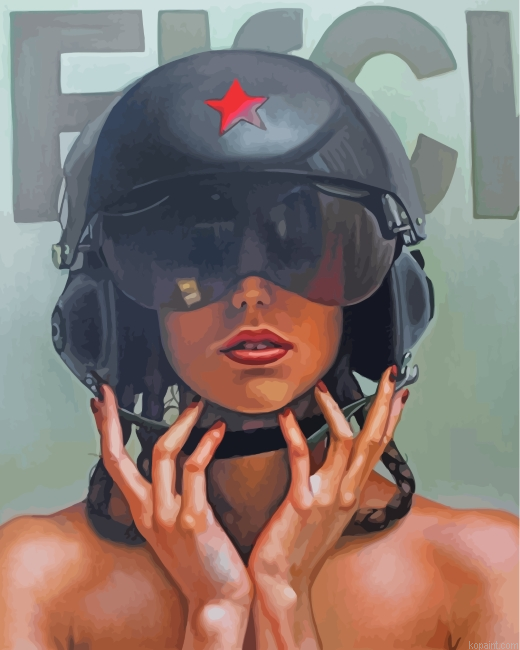 Woman With Motorbike Helmet Paint By Numbers