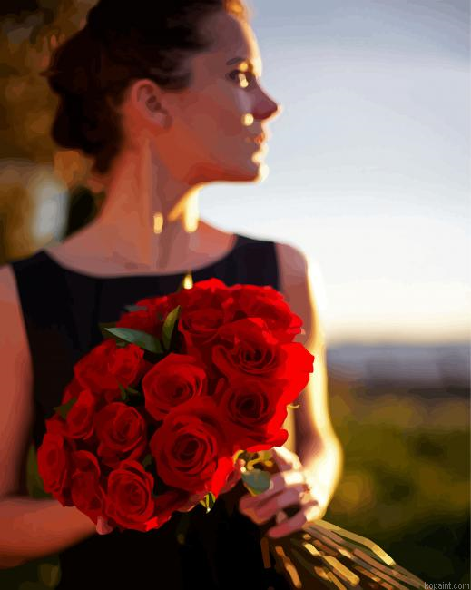 Woman With Red Flowers Painting By Numberss.png
