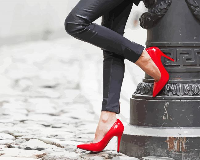 Woman With Red Shoes Paint By Numbers