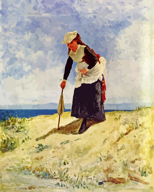 Woman On The Sand By Giuseppe De Nittis Painting By Numberss.png