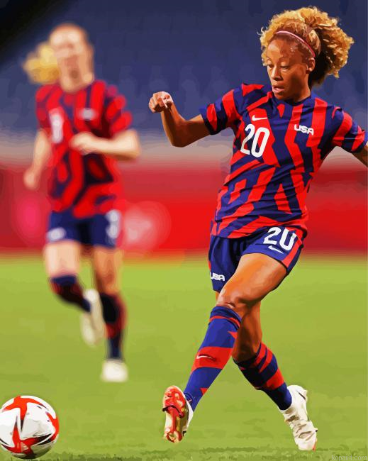 Women Footballer Sport Painting By Numberss.png