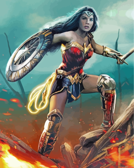Wonder Woman With Shield Painting By Numberss.png
