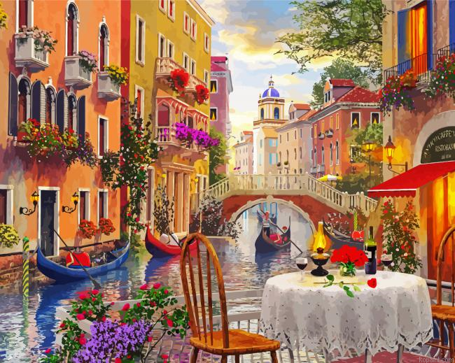 Wonderful Italian Outdoor Coffee Art Paint By Numbers