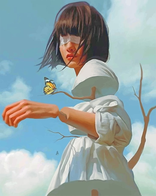Wood Woman Butterfly New Painting By Numberss.png