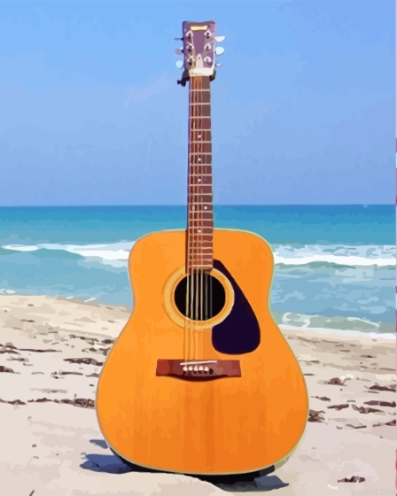 Wooden Guitar At Beach Painting By Numberss.png