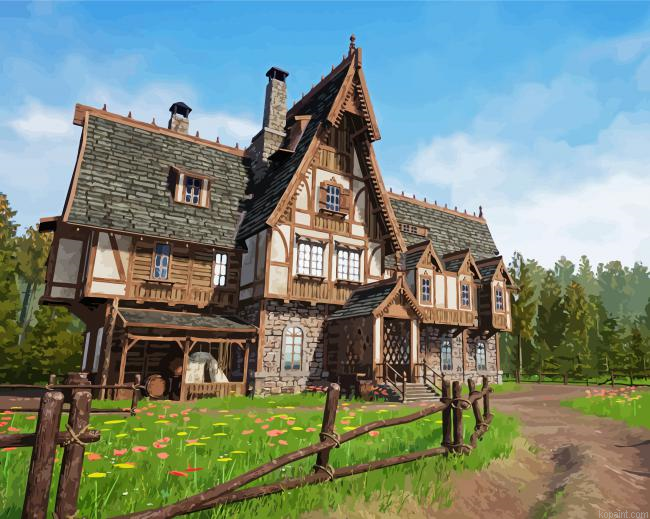 Wooden Medieval Inn Painting By Numberss.png
