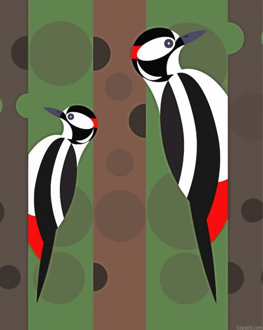 Woodpeckers Illustration Paint By Numbers