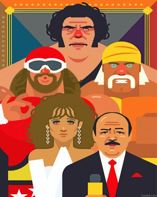Wrestlers Illustration Paint By Numbers