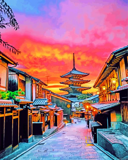 Yasaka Pagoda At Sunset Painting By Numberss.png