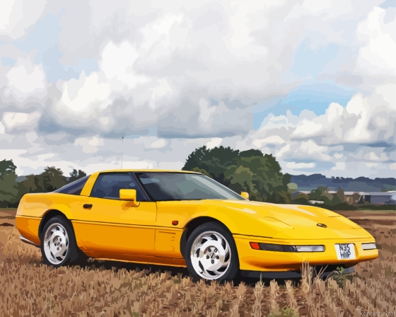 Yellow Corvette C4 Paint By Numbers