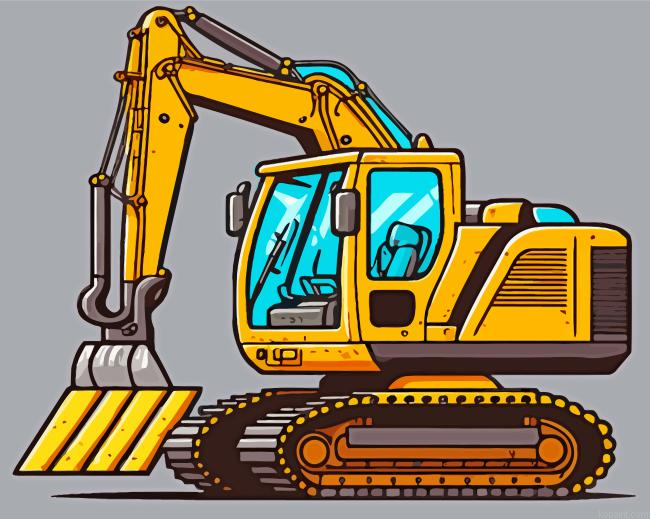 Yellow Excavator Illustration Painting By Numberss.png