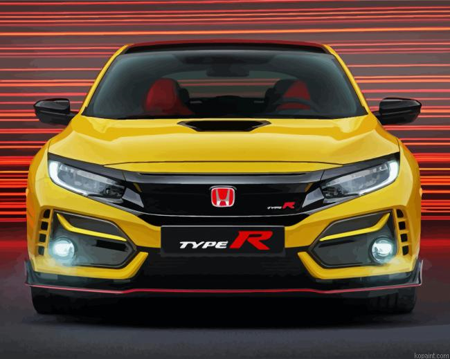 Yellow Honda Civic Paint By Numbers