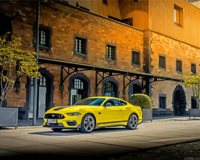 Yellow Mach 1 Mustang Car Paint By Numbers