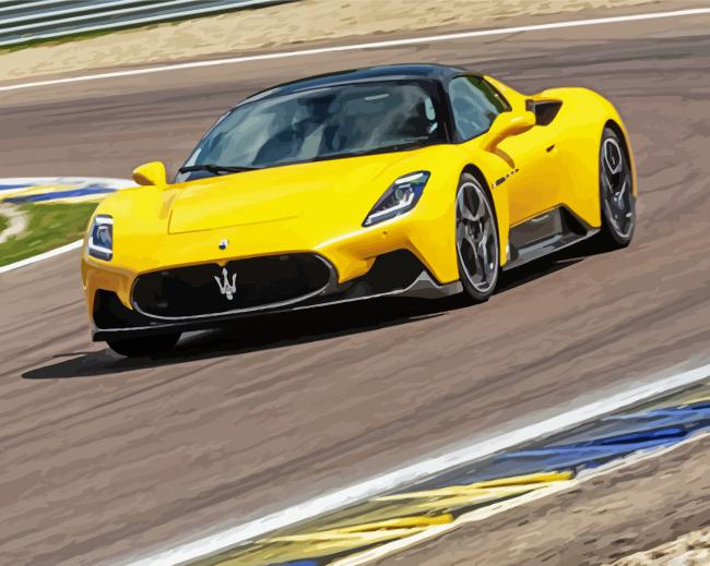 Yellow Maserati Car Painting By Numberss.png